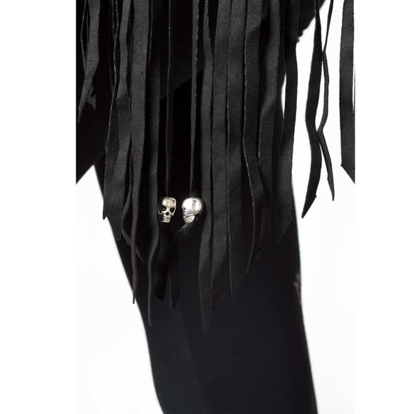 ELVIRA Black Bat Wing Large Vegan Suede Fringe Purse NWT - Picture 3 of 7